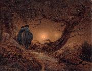 Caspar David Friedrich Two men contemplating the Moon Germany oil painting artist
